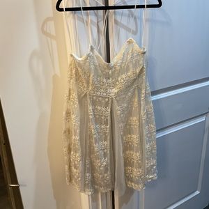 Cream lace shirt dress